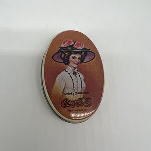 Vintage Oval Coca Cola Lady Tin Tip Tray Metal Antique  Approx. 1-3/4” x 2-3/4”